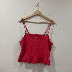 NWOT American Eagle Cropped Relaxed Cami Tank Top Peplum Ruffe Large